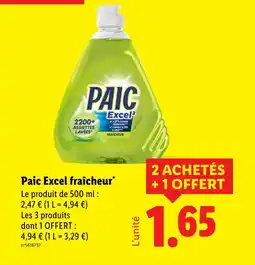 Lidl PAIC Paic Excel fraîcheur offre