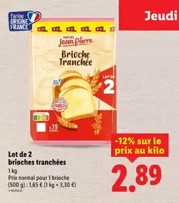 Lidl MAITRE JEAN PIERRE Brioche Tranchée offre
