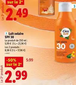 Lidl CIEN SUN Lait solaire SPF 30 offre