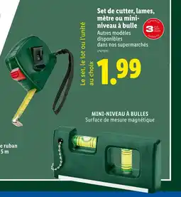 Lidl Set de cutter, lames, mètre ou mini-niveau à bulle offre