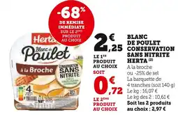U Express HERTA Blanc de poulet conservation sans nitrite offre