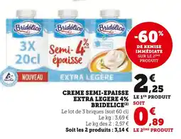 U Express Bridélice Crème semi-épaisse extra légère 4% offre