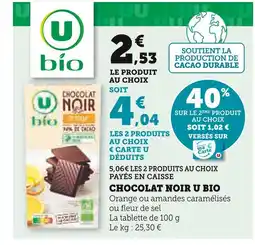 U Express U Chocolat noir bio offre