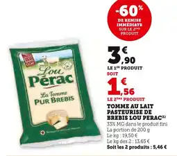 U Express LOU PÉRAC Tomme au lait pasteurisé de brebis offre