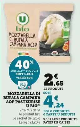 U Express U BIO Mozzarella di Bufala Campana AOP Pasteurise offre
