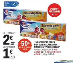 E.Leclerc Express PÊCHE OCÉAN 15 bâtonnets panés de colin d'alaska msc surgelés offre