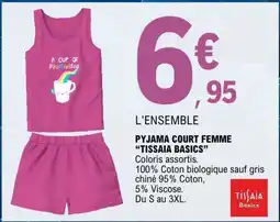 E.Leclerc PYJAMA COURT FEMME “TISSAIA BASICS” offre