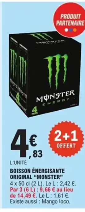 E.Leclerc Express MONSTER Boisson énergisante original offre
