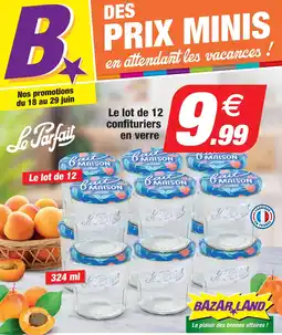 Bazarland Le lot de 12 confituriers en verre offre