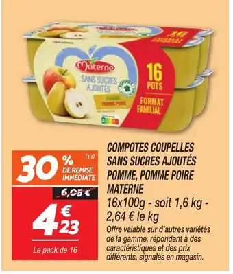 Netto MATERNE Compotes coupelles sans sucres ajoutés pomme, pomme poire offre