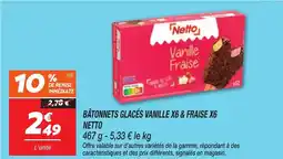 Netto NETTO Bâtonnets glacés vanille x6 & fraise x6 offre