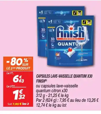 Netto FINISH Capsules lave-vaisselle quantum x30 offre