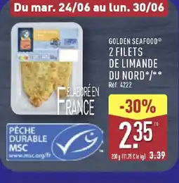 ALDI GOLDEN SEAFOOD 2 filets de limande du nord offre