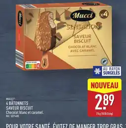 ALDI MUCCI 4 bâtonnets saveur biscuit offre