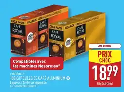 ALDI CAFÉ ROYAL 100 capsules de café aluminium offre