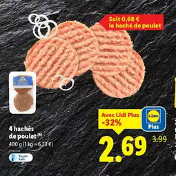 Lidl 4 hachés de poulet offre
