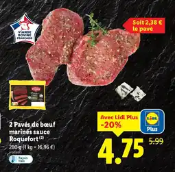 Lidl 2 Pavés de bouf marinés sauce offre