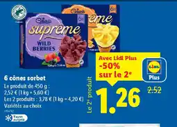 Lidl 6 cônes sorbet offre