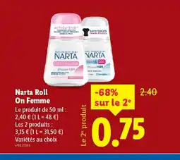 Lidl NARTA Roll On Femme offre
