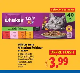 Lidl WHISKAS Tasty Mix sachets fraîcheur en sauce offre