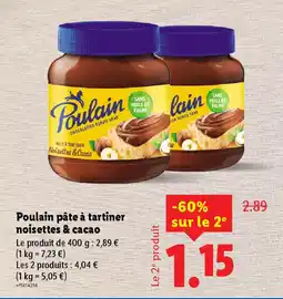 Lidl Poulain pâte à tartiner noisettes & cacao offre