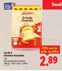 Lidl Lot de 2 brioches tranchées offre