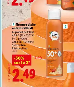 Lidl Brume solaire enfants SPF 50 offre