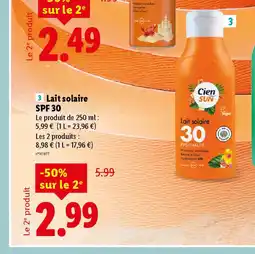 Lidl Lait solaire SPF 30 offre