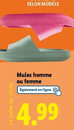 Lidl Mules homme ou femme offre