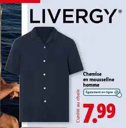 Lidl LIVERGY Chemise en mousseline homme offre