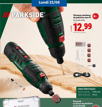 Lidl PARKSIDE Perceuse-meuleuse de précision sans fil offre