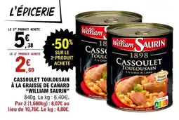 E.Leclerc Cassoulet Toulousain à la Graisse de Canard 'William Saurin' offre