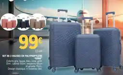 E.Leclerc Set de 3 valises en polypropylène Kono offre