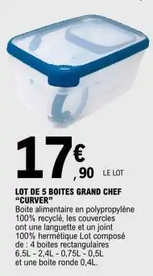 E.Leclerc LOT DE 5 BOITES GRAND CHEF “CURVER” offre