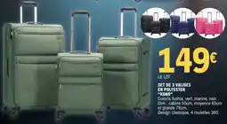 E.Leclerc Set de 3 valises en polyester Kono offre