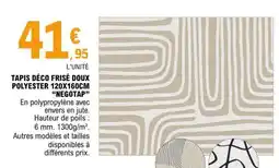 E.Leclerc TAPIS DÉCO FRISÉ DOUX POLYESTER 120X160CM NEGOTAP offre