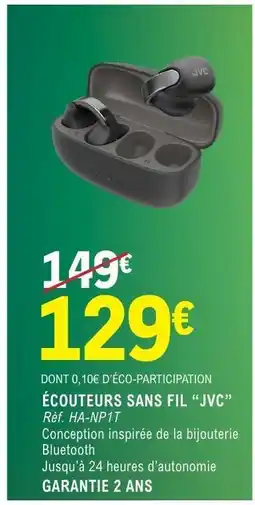 E.Leclerc ÉCOUTEURS SANS FIL “JVC” offre