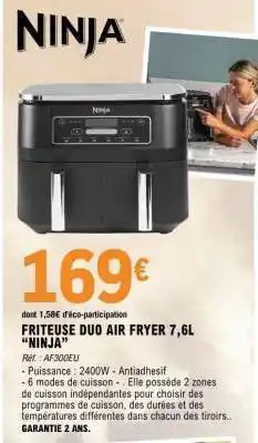 E.Leclerc FRITEUSE DUO AIR FRYER 7,6L 'NINJA' offre