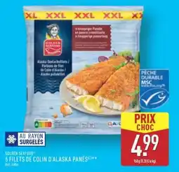 ALDI GOLDEN SEAFOOD 6 FILETS DE COLIN D'ALASKA PANÉS(C) offre