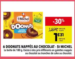 Supeco St Michel 6 Doonuts nappés au chocolat offre