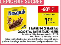 Supeco Nestlé 8 barres de céréales au cacao et au lait Nesquik offre