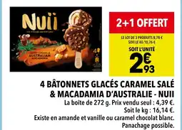 Supeco Nuii 4 bâtonnets glacés caramel salé & macadamia d’Australie offre