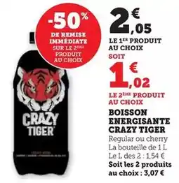 U Express Crazy tiger - boisson energisante offre