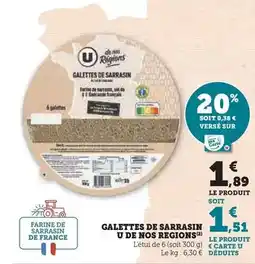 Super U U - galettes de sarrasin de nos regions offre