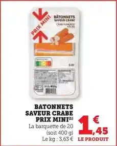 Super U Prix mini - batonnets saveur crabe offre