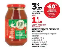 Super U Jardin bio - sauce tomate cuisinee offre