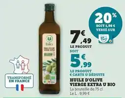 Super U U - huile d'olive vierge extra bio offre