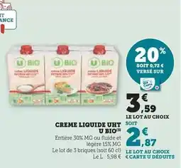 Super U U - creme liquide uht bio offre
