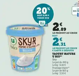 Super U U - yaourt nature bio offre