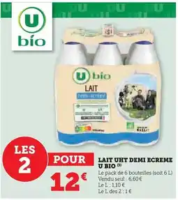Super U U - lait uht demi ecreme bio offre
